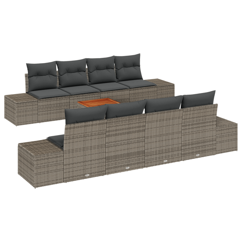 Casa si Gradina - Gradina si terasa - Mobilier exterior - Canapele si fotolii gradina - Set de canapea pentru gradina de 7 piese cu perne gri din ratan sintetic acacia - Infinity.ro
