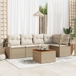 Casa si Gradina - Gradina si terasa - Mobilier exterior - Canapele si fotolii gradina - Set de Canapea pentru Gradina cu 6 Piese si Pernute Bej din Ratan Polimeric Acacia - Infinity.ro