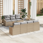 Casa si Gradina - Gradina si terasa - Mobilier exterior - Canapele si fotolii gradina - Set de Sofas de Gradina cu 8 Piese cu Perne Bej din Poliratan Acacia - Infinity.ro