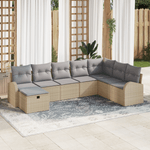 Casa si Gradina - Gradina si terasa - Mobilier exterior - Canapele si fotolii gradina - Set 8 piese canapea gradina cu perne Bej Ratan PE - Infinity.ro