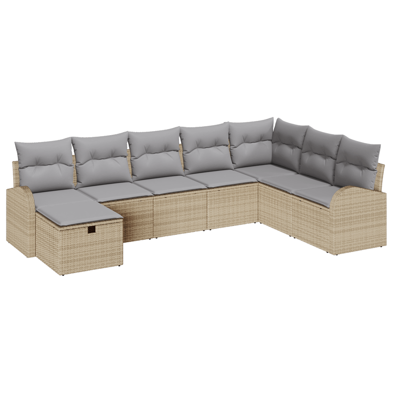 Casa si Gradina - Gradina si terasa - Mobilier exterior - Canapele si fotolii gradina - Set 8 piese canapea gradina cu perne Bej Ratan PE - Infinity.ro