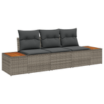 Casa si Gradina - Gradina si terasa - Mobilier exterior - Canapele si fotolii gradina - Set de Canapea pentru Gradina  in 3 Piese cu Perna Gri Poli Ratan Acacia - Infinity.ro