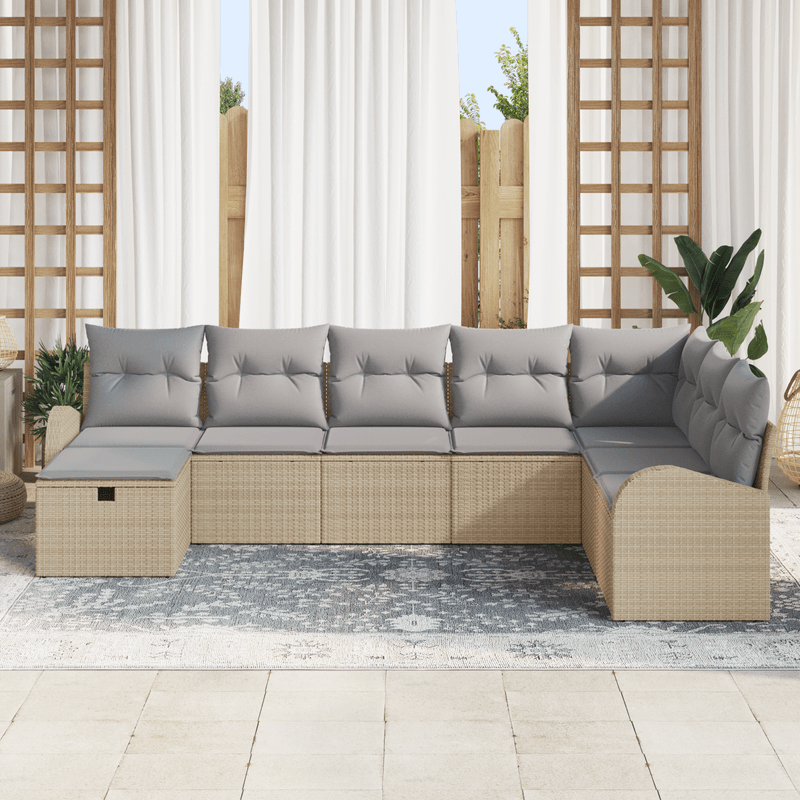 Casa si Gradina - Gradina si terasa - Mobilier exterior - Canapele si fotolii gradina - Set 8 piese canapea gradina cu perne Bej Ratan PE - Infinity.ro