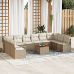 Casa si Gradina - Gradina si terasa - Mobilier exterior - Canapele si fotolii gradina - Set de Sofa pentru Gradina  11 Piese cu Perne Bej Ratan Poli Acacia - Infinity.ro