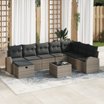 Casa si Gradina - Gradina si terasa - Mobilier exterior - Canapele si fotolii gradina - Set Canapea Gradina 9 Piese cu Perne Gri Ratan Polimer - Infinity.ro