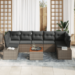 Casa si Gradina - Gradina si terasa - Mobilier exterior - Canapele si fotolii gradina - Set de canapea de gradina 8 piese cu perne gri din ratan poli si acacia - Infinity.ro