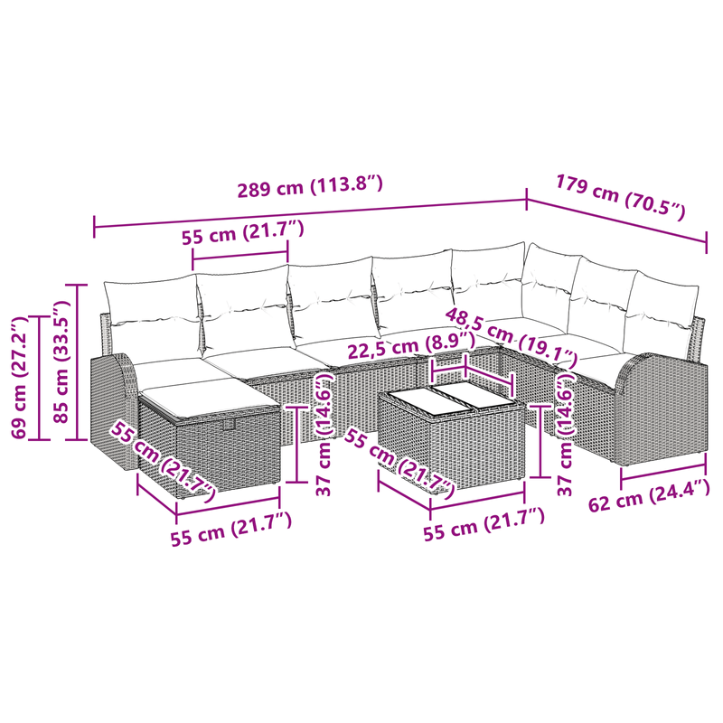 Casa si Gradina - Gradina si terasa - Mobilier exterior - Canapele si fotolii gradina - Set de canapea pentru gradina cu perne gri deschis din ratan poli - Infinity.ro