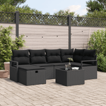 Casa si Gradina - Gradina si terasa - Mobilier exterior - Canapele si fotolii gradina - Set de canapea pentru gradina  cu perne Negru Ratan Polimeric - Infinity.ro