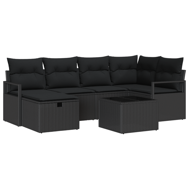 Casa si Gradina - Gradina si terasa - Mobilier exterior - Canapele si fotolii gradina - Set de canapea pentru gradina  cu perne Negru Ratan Polimeric - Infinity.ro
