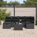 Casa si Gradina - Gradina si terasa - Mobilier exterior - Canapele si fotolii gradina - Set de canapea pentru gradina  cu perne Negru Ratan Polimeric - Infinity.ro