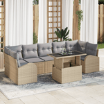 Casa si Gradina - Gradina si terasa - Mobilier exterior - Canapele si fotolii gradina - Set de canapea de gradina  8 piese cu perne Bej Poli Ratan - Infinity.ro