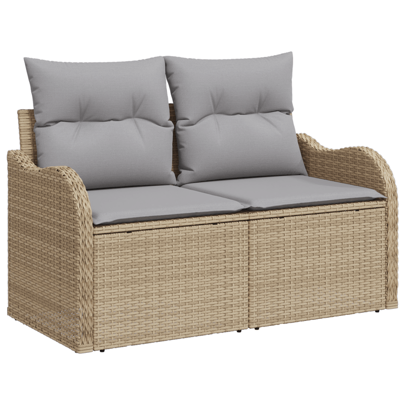 Casa si Gradina - Gradina si terasa - Mobilier exterior - Canapele si fotolii gradina - Set canapea gradina 7 piese si perne bej din ratan poli - Infinity.ro
