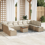 Casa si Gradina - Gradina si terasa - Mobilier exterior - Canapele si fotolii gradina - Set canapele gradina cu perne bej din ratan poli si acacia - Infinity.ro