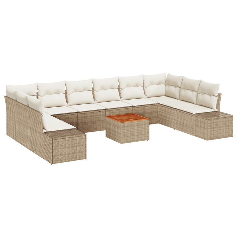 Casa si Gradina - Gradina si terasa - Mobilier exterior - Canapele si fotolii gradina - Set canapele gradina cu perne bej din ratan poli si acacia - Infinity.ro