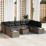 Casa si Gradina - Gradina si terasa - Mobilier exterior - Canapele si fotolii gradina - Set de canapea pentru gradina 10 piese cu perne gri din ratan poli - Infinity.ro