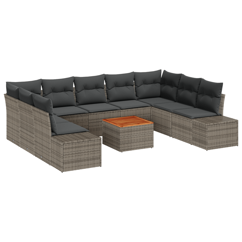 Casa si Gradina - Gradina si terasa - Mobilier exterior - Canapele si fotolii gradina - Set de canapea pentru gradina 10 piese cu perne gri din ratan poli - Infinity.ro