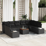 Casa si Gradina - Gradina si terasa - Mobilier exterior - Canapele si fotolii gradina - Set canapea gradina 10 piese cu perne ratan poliat negru si acacia. - Infinity.ro