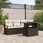 Casa si Gradina - Gradina si terasa - Mobilier exterior - Canapele si fotolii gradina - Set canapea gradina  5 piese cu perne maro din poliratan - Infinity.ro