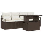 Casa si Gradina - Gradina si terasa - Mobilier exterior - Canapele si fotolii gradina - Set canapea gradina  5 piese cu perne maro din poliratan - Infinity.ro