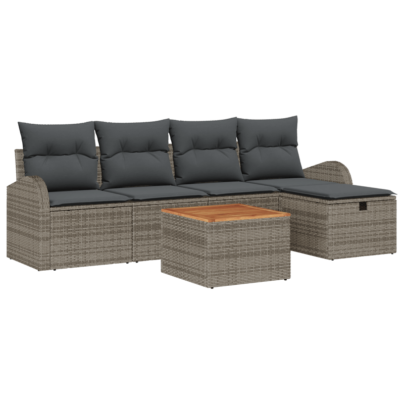 Casa si Gradina - Gradina si terasa - Mobilier exterior - Seturi mobila gradina - Set canapea 6 piese cu perne gri din poliratan - Infinity.ro