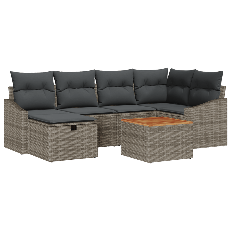 Casa si Gradina - Gradina si terasa - Mobilier exterior - Canapele si fotolii gradina - Set Canapea Gradina 7 Piese cu Perne Gri din Ratan Poli - Infinity.ro