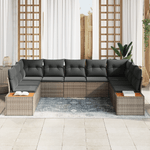 Casa si Gradina - Gradina si terasa - Mobilier exterior - Canapele si fotolii gradina - Set canapea pentru gradina 5 piese cu perne gri din ratan poliester acacia - Infinity.ro