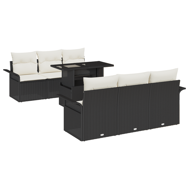 Casa si Gradina - Gradina si terasa - Mobilier exterior - Canapele si fotolii gradina - Set canapea de gradina  cu 7 piese si perne Poliratan negru - Infinity.ro