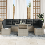 Casa si Gradina - Gradina si terasa - Mobilier exterior - Canapele si fotolii gradina - Set de canapea de gradina 8 piese cu perne gri deschis din poliratan - Infinity.ro