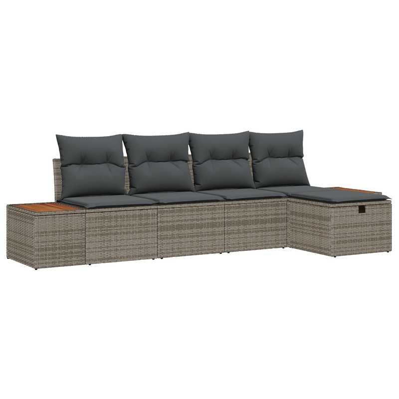 Casa si Gradina - Gradina si terasa - Mobilier exterior - Canapele si fotolii gradina - Set de canapea de gradina de 5 piese cu perne gri din ratan poli - Infinity.ro