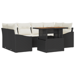 Casa si Gradina - Gradina si terasa - Mobilier exterior - Canapele si fotolii gradina - Set de canapele de gradina 7 piese cu perne Negru Ratan Poli - Infinity.ro