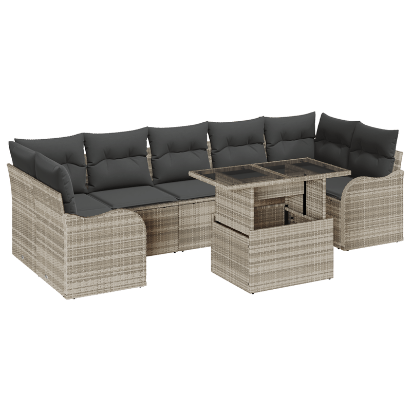 Casa si Gradina - Gradina si terasa - Mobilier exterior - Canapele si fotolii gradina - set de canapea de gradina  cu 8 piese cu perne gri deschis din ratan poli - Infinity.ro