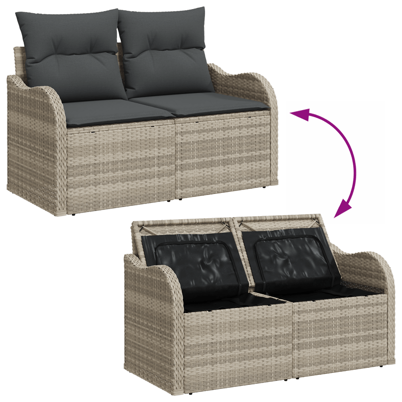 Casa si Gradina - Gradina si terasa - Mobilier exterior - Canapele si fotolii gradina - set de canapea de gradina  cu 8 piese cu perne gri deschis din ratan poli - Infinity.ro