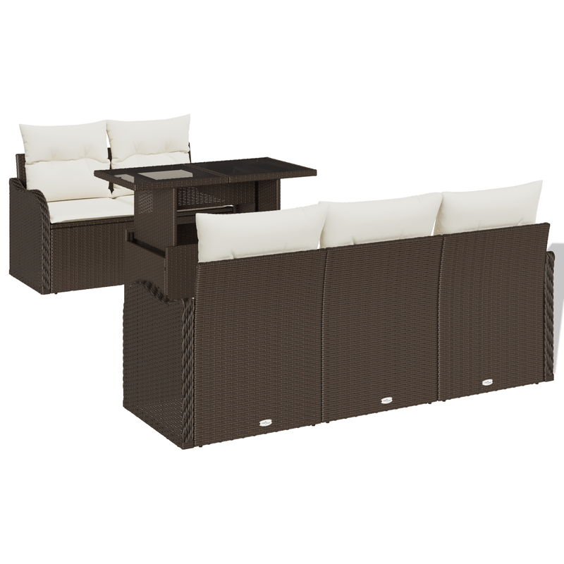 Casa si Gradina - Gradina si terasa - Mobilier exterior - Canapele si fotolii gradina - Set de Sofa pentru Gradina de 6 Piese cu Perne Maro din Ratan Poli - Infinity.ro