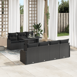 Casa si Gradina - Gradina si terasa - Mobilier exterior - Canapele si fotolii gradina - Set de Canapea de Gradina  cu Pernite Negru Poliratan - Infinity.ro