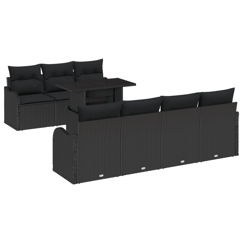 Casa si Gradina - Gradina si terasa - Mobilier exterior - Canapele si fotolii gradina - Set de Canapea de Gradina  cu Pernite Negru Poliratan - Infinity.ro