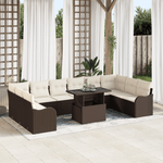 Casa si Gradina - Gradina si terasa - Mobilier exterior - Canapele si fotolii gradina - Set de 11 piese gradina cu perne Maro Ratan Poli - Infinity.ro