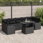 Casa si Gradina - Gradina si terasa - Mobilier exterior - Canapele si fotolii gradina - Set de Sofa de Gradina  cu 8 Piese si Perne Negru Poli Ratan - Infinity.ro