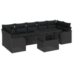 Casa si Gradina - Gradina si terasa - Mobilier exterior - Canapele si fotolii gradina - Set de Sofa de Gradina  cu 8 Piese si Perne Negru Poli Ratan - Infinity.ro