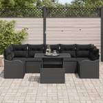 Casa si Gradina - Gradina si terasa - Mobilier exterior - Canapele si fotolii gradina - Set de Sofa de Gradina  cu 8 Piese si Perne Negru Poli Ratan - Infinity.ro