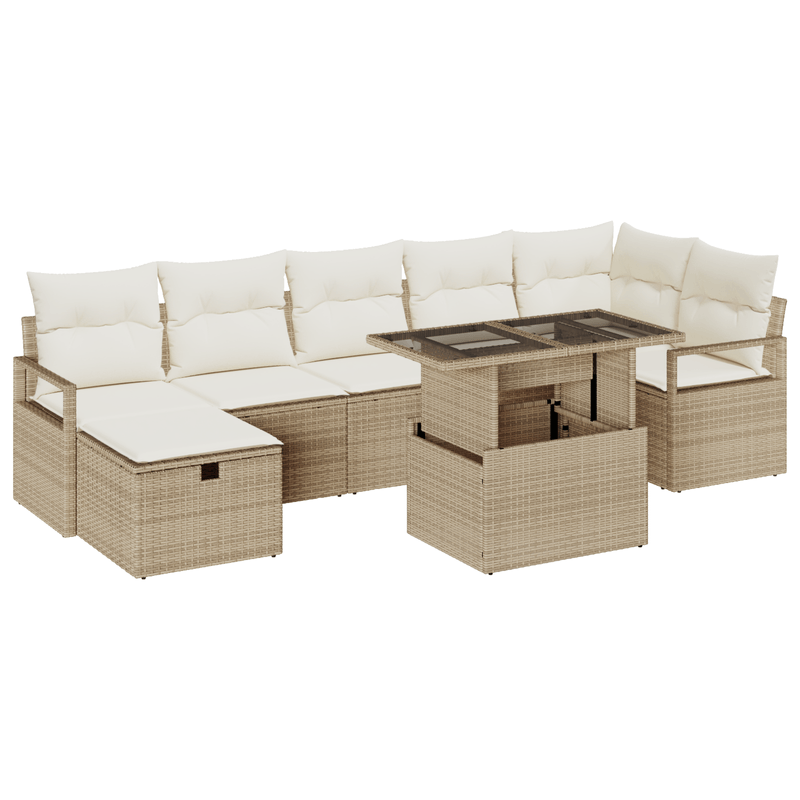 Casa si Gradina - Gradina si terasa - Mobilier exterior - Canapele si fotolii gradina - Set canapea gradina 8 piese cu perne Ratan bej - Infinity.ro