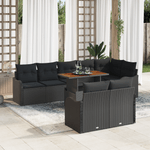Casa si Gradina - Gradina si terasa - Mobilier exterior - Canapele si fotolii gradina - Set canapea gradina  cu 9 piese si perne din ratan polimer negru - Infinity.ro