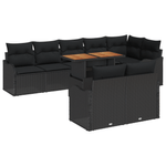 Casa si Gradina - Gradina si terasa - Mobilier exterior - Canapele si fotolii gradina - Set canapea gradina  cu 9 piese si perne din ratan polimer negru - Infinity.ro