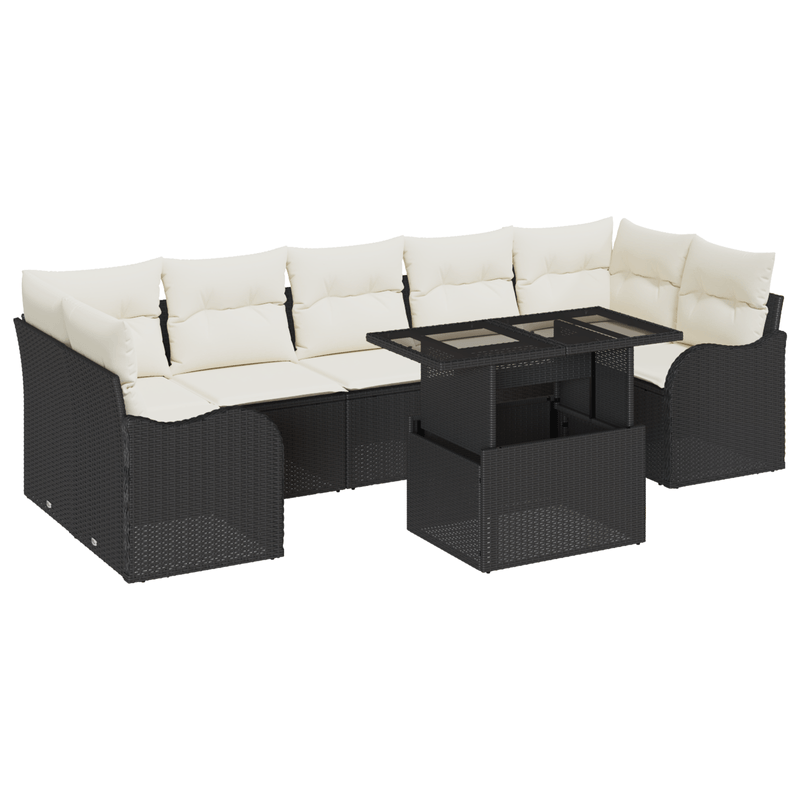 Casa si Gradina - Gradina si terasa - Mobilier exterior - Canapele si fotolii gradina - Set de canapea gradina  cu perne Negru Poliratan - Infinity.ro