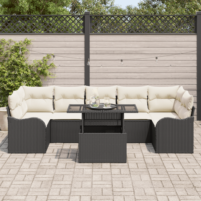 Casa si Gradina - Gradina si terasa - Mobilier exterior - Canapele si fotolii gradina - Set de canapea gradina  cu perne Negru Poliratan - Infinity.ro