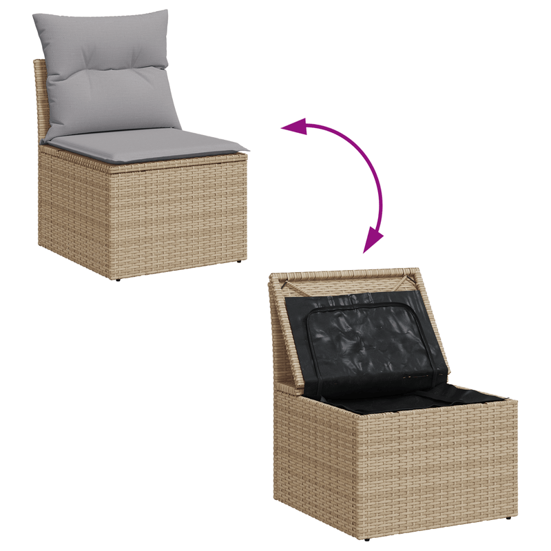 Casa si Gradina - Gradina si terasa - Mobilier exterior - Canapele si fotolii gradina - Set de canapea pentru gradina cu 7 piese si perne din ratan poli bej - Infinity.ro