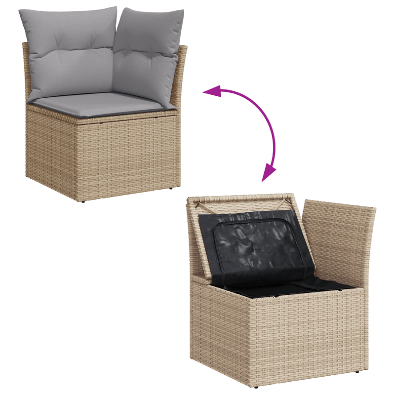 Casa si Gradina - Gradina si terasa - Mobilier exterior - Canapele si fotolii gradina - Set de canapea pentru gradina cu 7 piese si perne din ratan poli bej - Infinity.ro