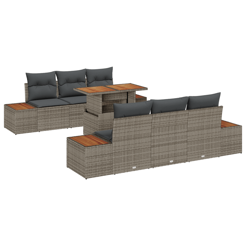 Casa si Gradina - Gradina si terasa - Mobilier exterior - Canapele si fotolii gradina - Set canapea gradina  cu 7 piese si perne gri din ratan poli - Infinity.ro