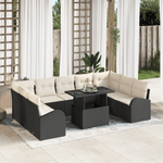 Casa si Gradina - Gradina si terasa - Mobilier exterior - Canapele si fotolii gradina - Set de canapea de gradina  10 piese cu perne Negru Poly Ratan - Infinity.ro