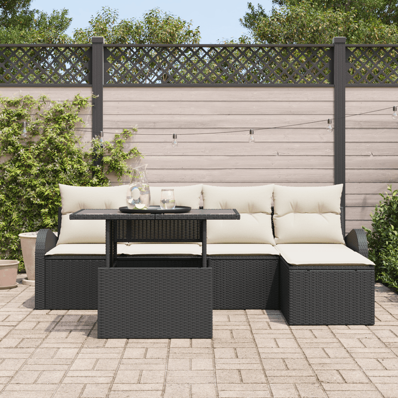 Casa si Gradina - Gradina si terasa - Mobilier exterior - Canapele si fotolii gradina - Set canapea gradina  cu perne ratan poli negru - Infinity.ro