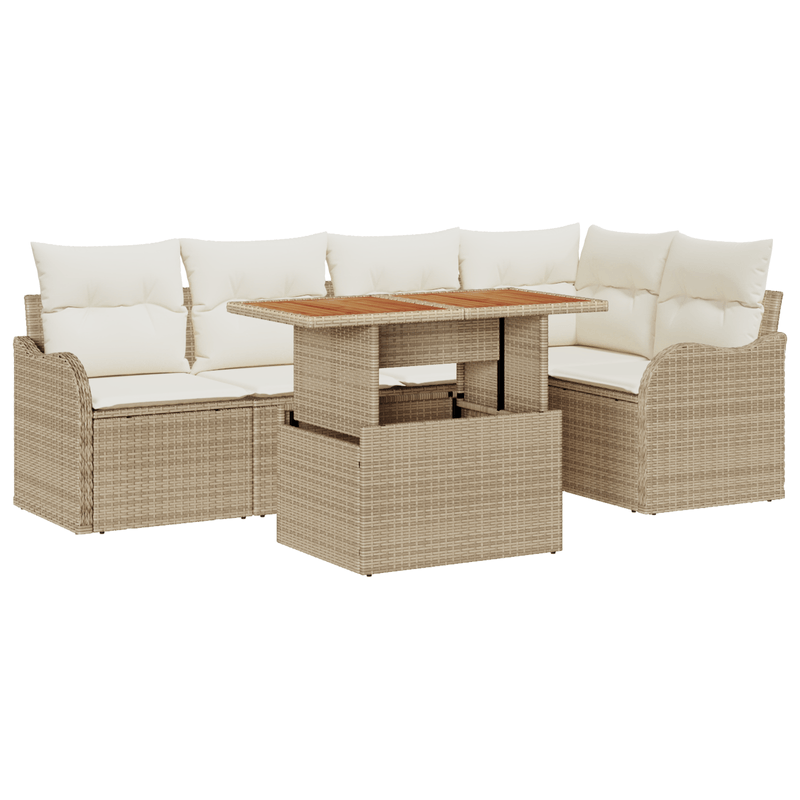 Casa si Gradina - Gradina si terasa - Mobilier exterior - Canapele si fotolii gradina - Set de Canapele de Gradina  cu Perne Bej din Ratan Poli - Infinity.ro